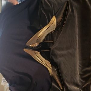 Black Snake Print Heels